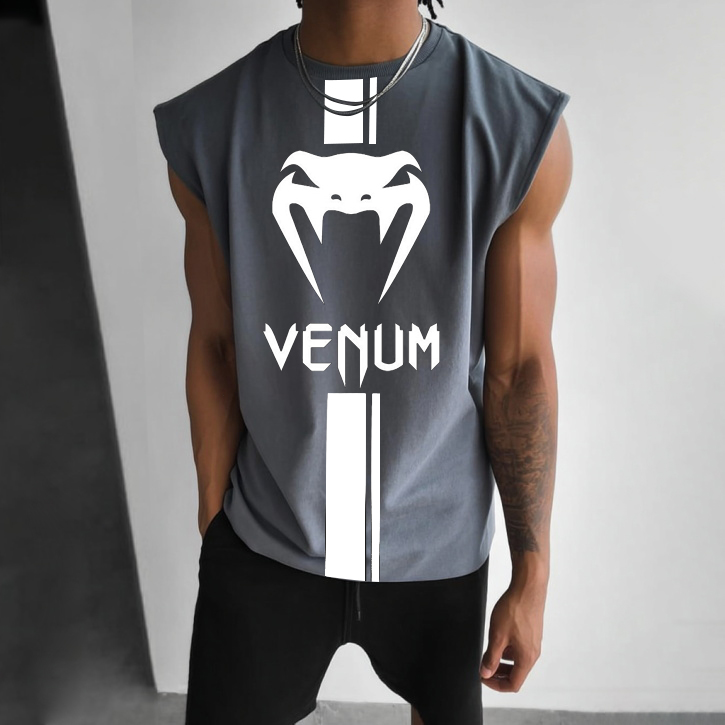 Men's Dark Gray Loose Casual Combat Print Sleeveless Vest / TECHWEAR CLUB / Techwear