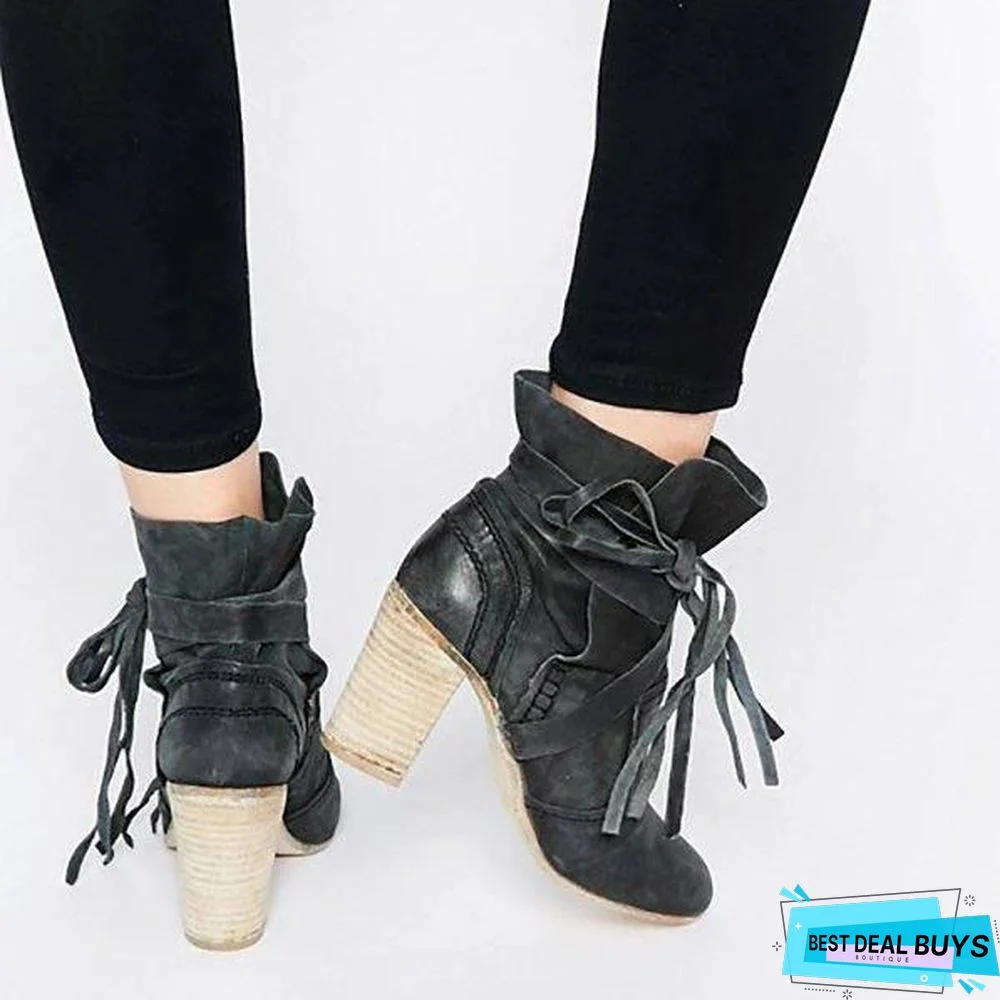 Chunky Heel Martin Boots Outdoor Ankle Boots