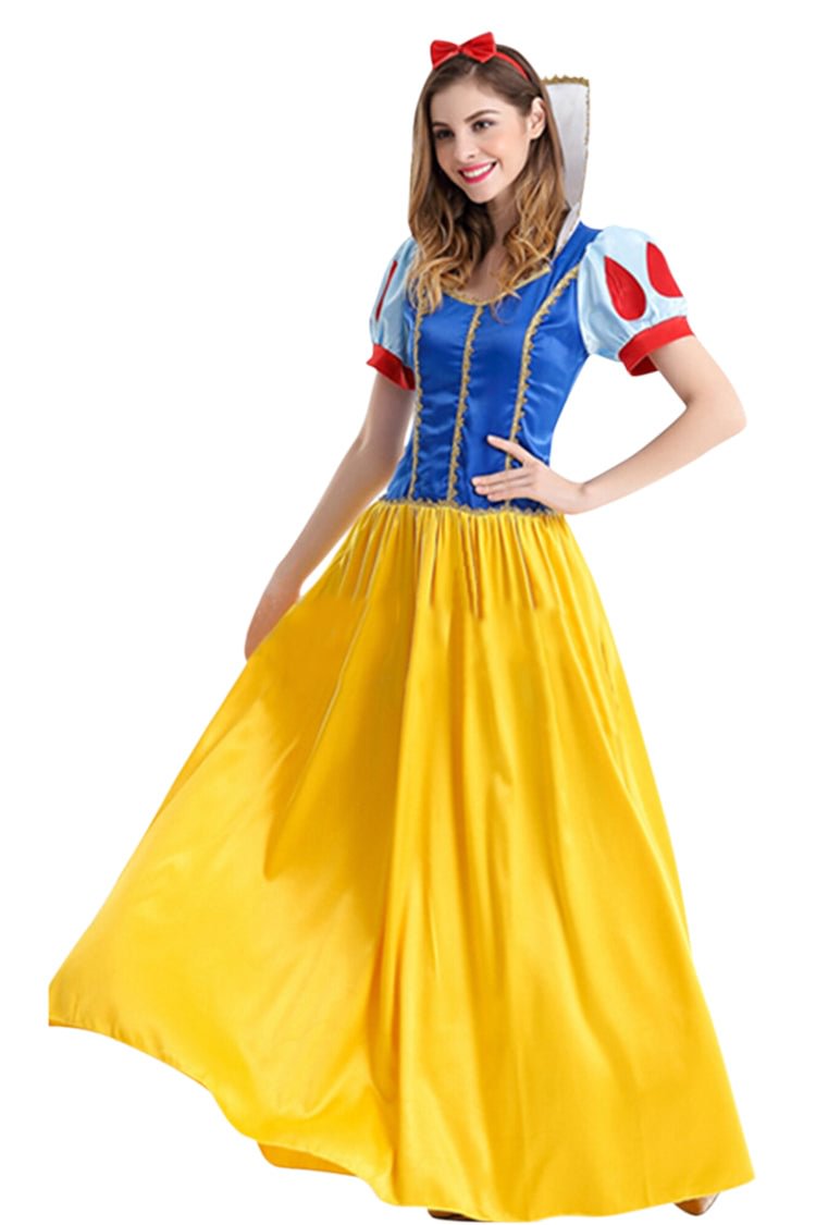 Womens Maxi Snow White Halloween Fairytale Costume Yellow-elleschic