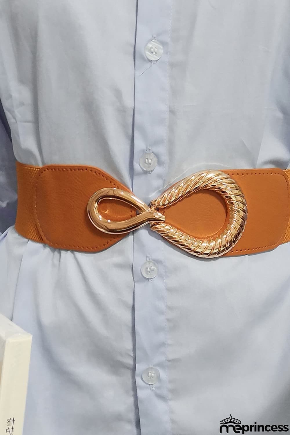 Ribbed Alloy Buckle Elastic Belt