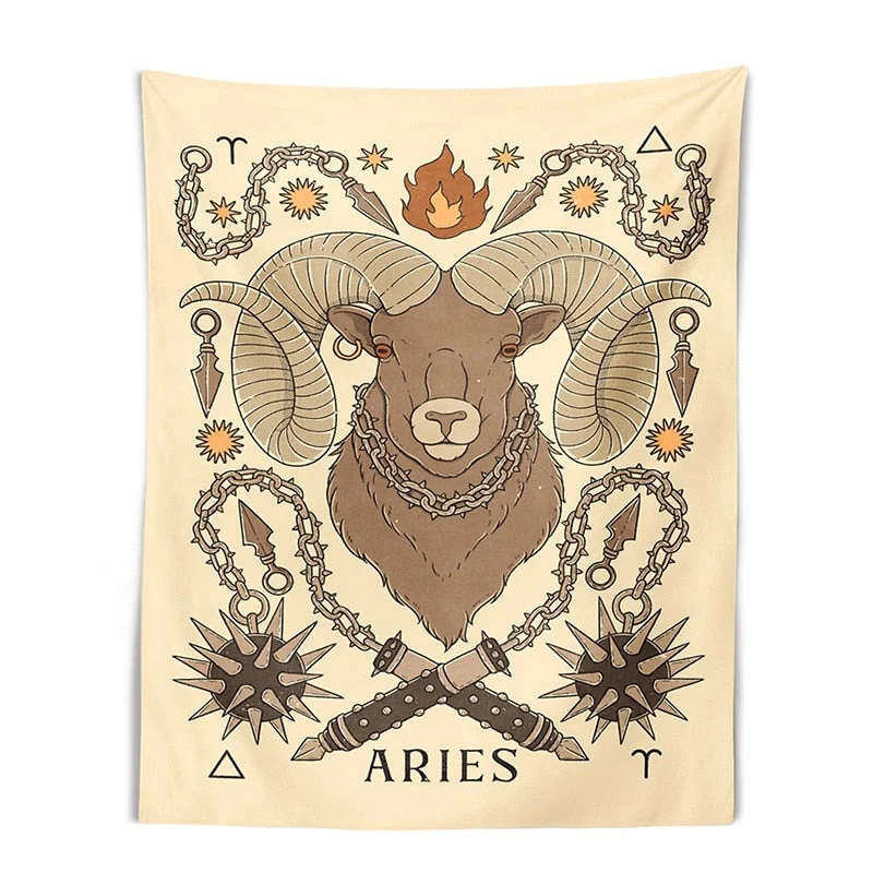 Tarot Tapestry Wall Hanging Constelation Zodiac Tapestries Hippie Astrology Tapestry Boho Horoscope Floral Tapestry for BedRoom