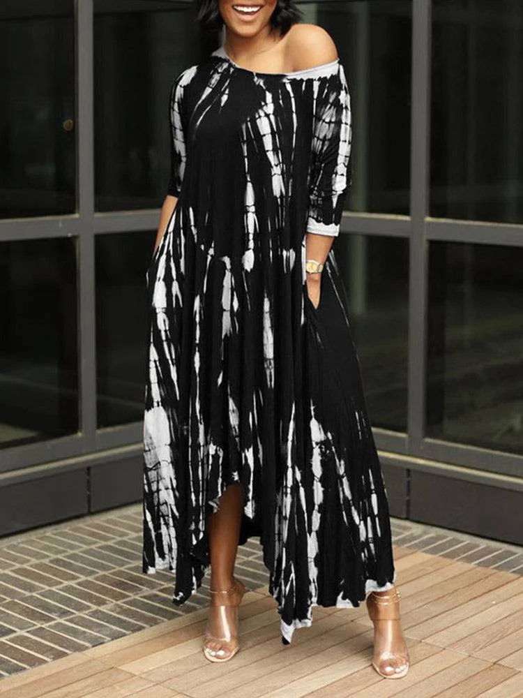 Fashion Tie Dye Print Irregular Dress