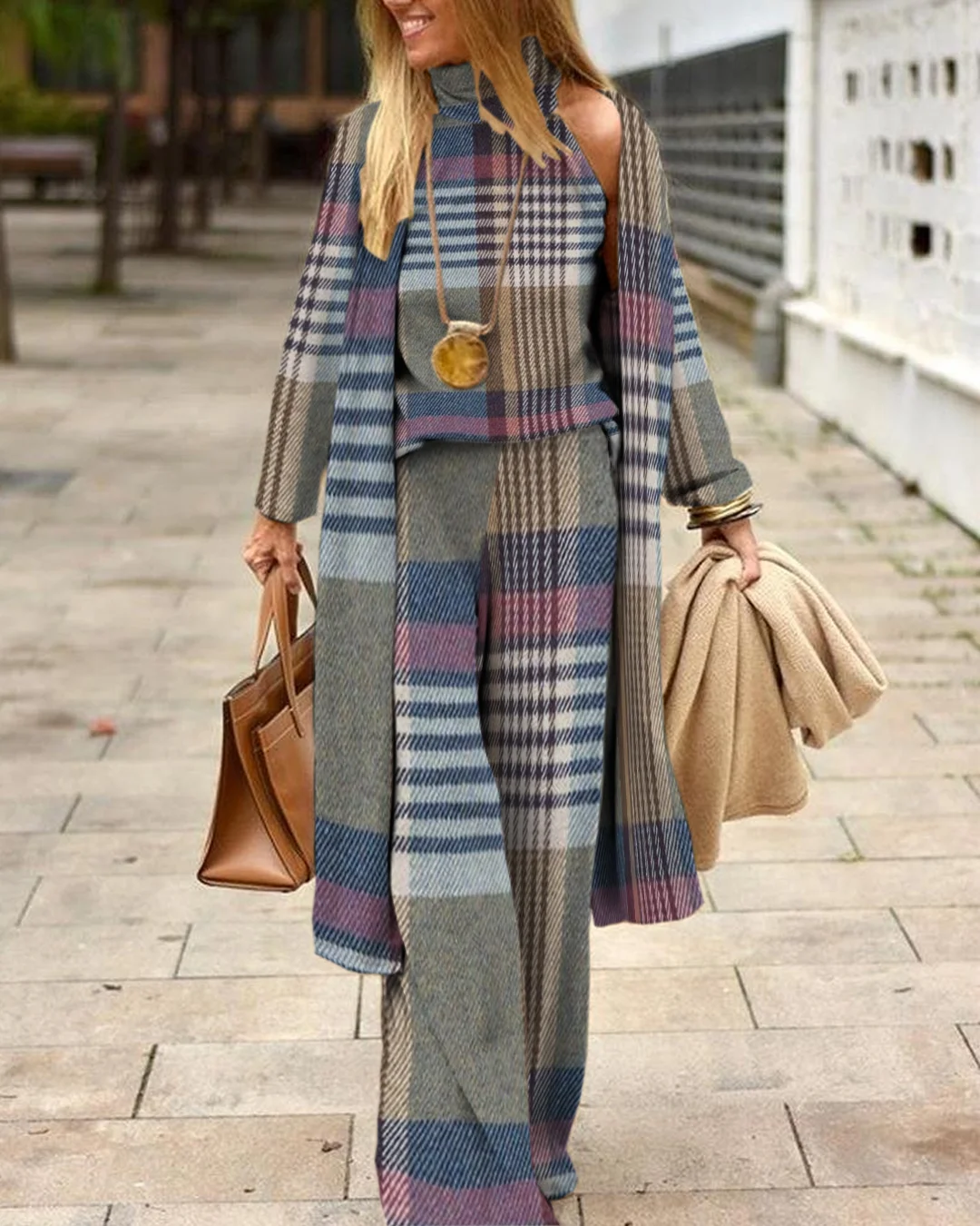 Herringbone Sweater Three-Piece Suit 4d99