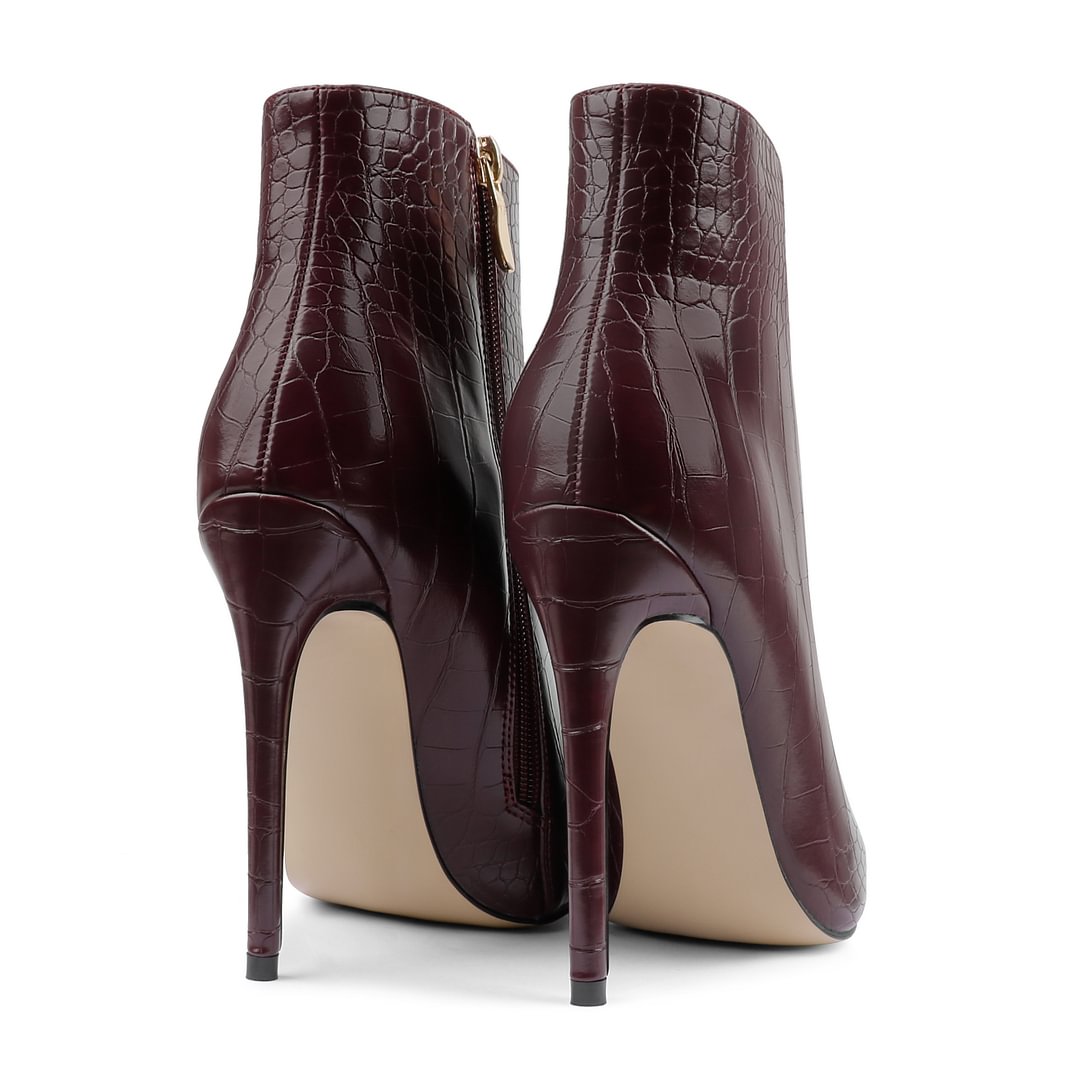 120mm Women's Ankle Boots Closed Pointed Toe Stilettos Autumn Dress Booties-MERUMOTE