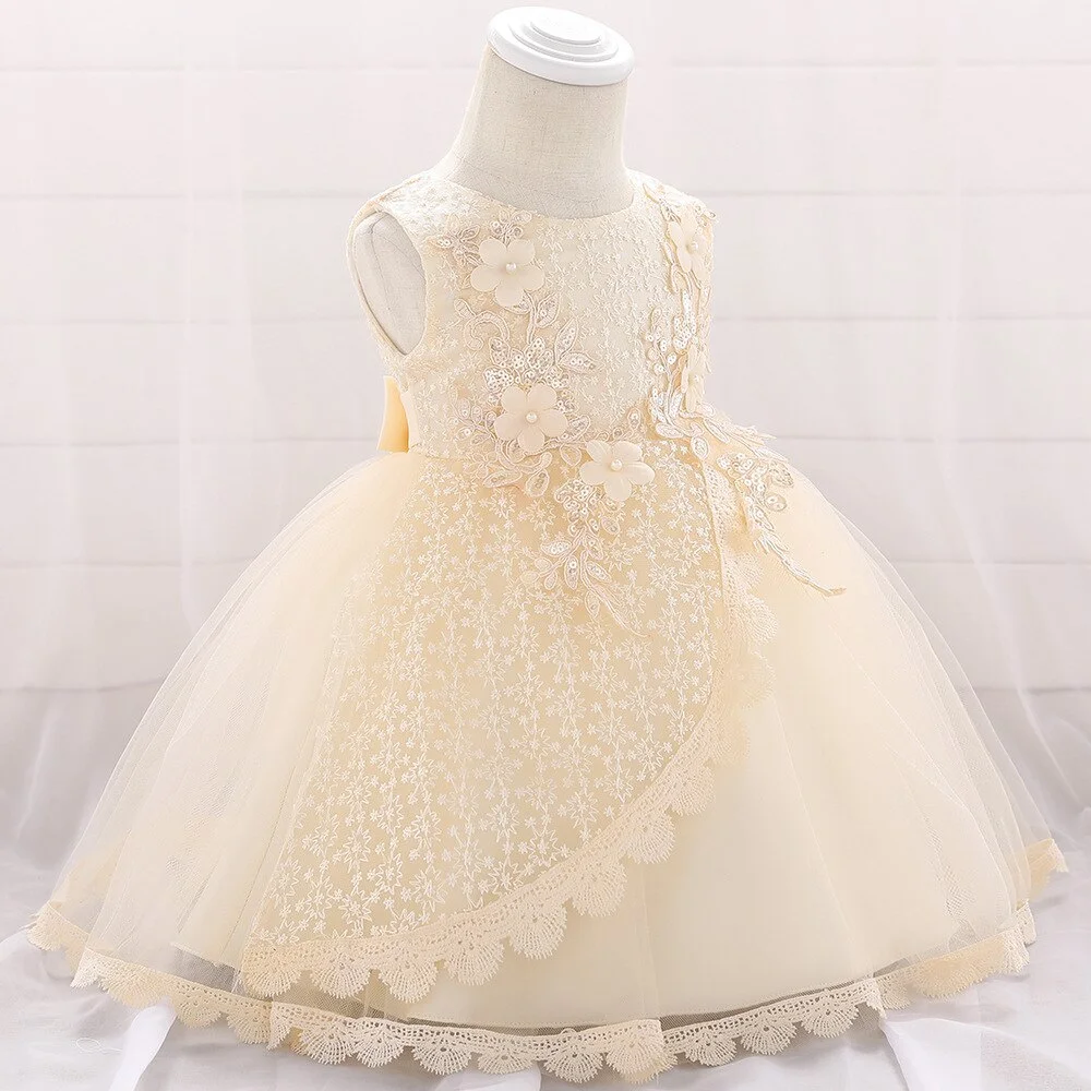 Uveng Christmas Celebration Christening First Birthday Dress Baby Girl Party Flower Dresses Child Princess Dress 3 6 12 Month