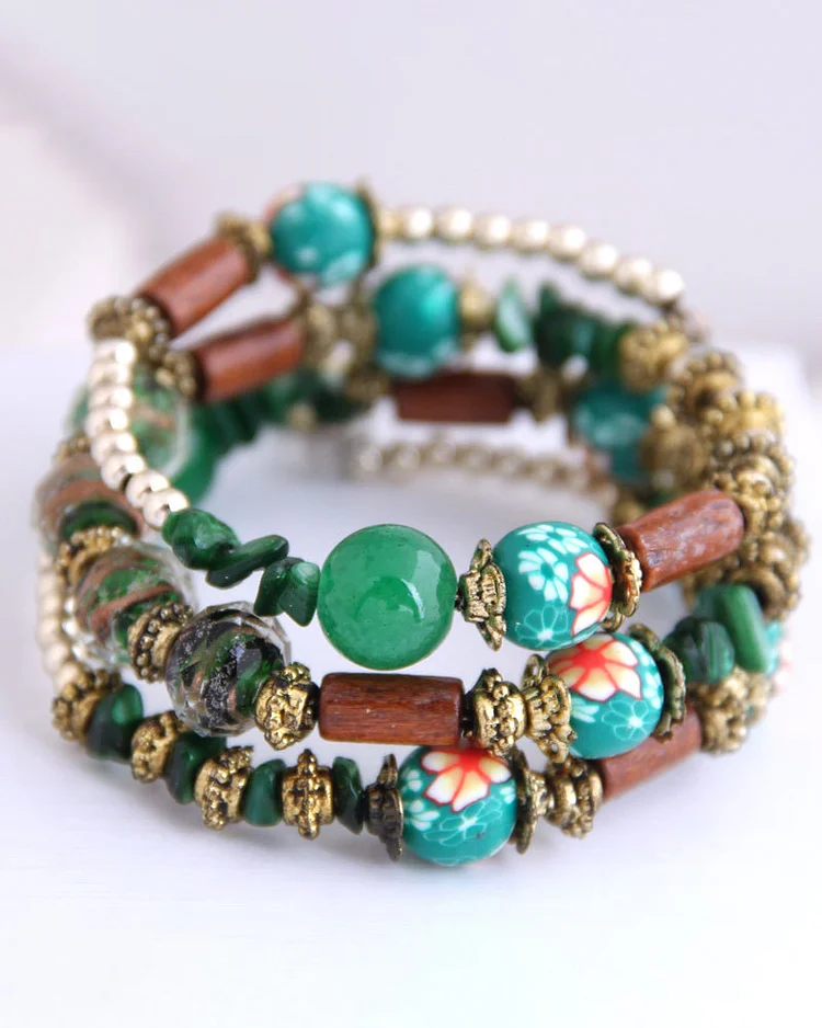 Multilayer Bracelet Ethnic Style Colored Stone Turquoise Shell Bracelet