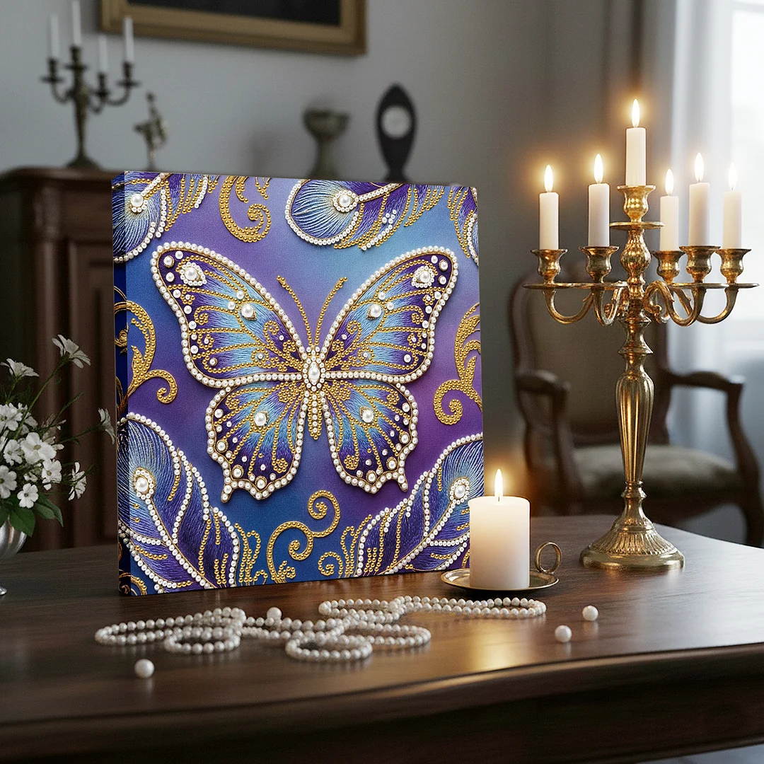Butterfly - DIY Pearl Diamond Art Kit With Frame 25*25cm