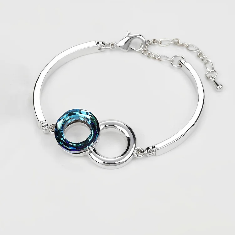 S925 Mother And Daughter Forever Linked Together Circle Crystal Bracelet