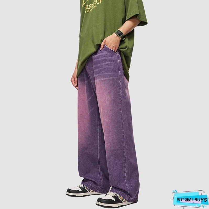 Macaron Inspired Washed Wide Leg Jeans