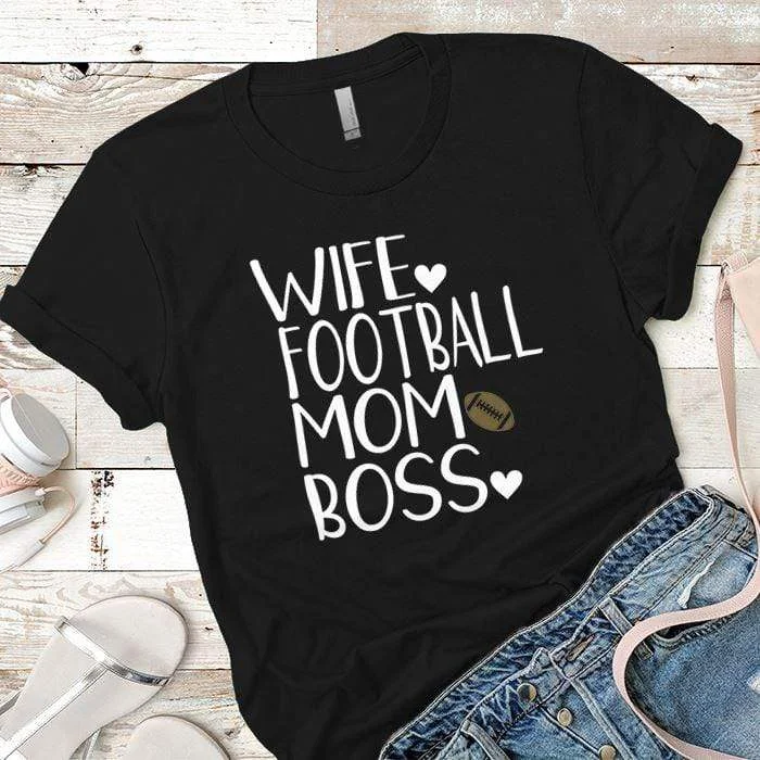 Round Neck Football Mom Boss T-Shirt|S40