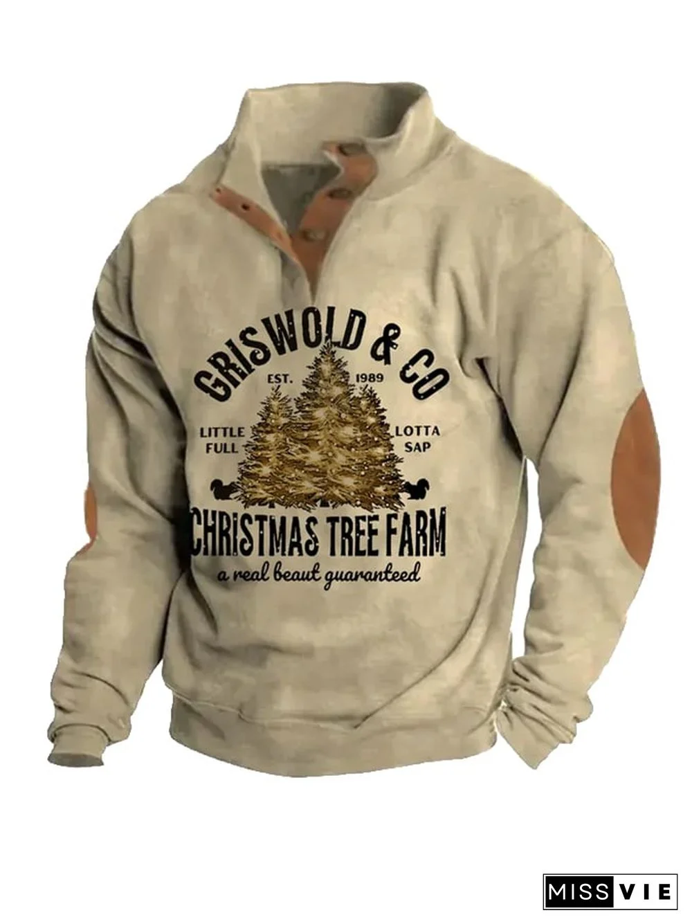 Men's Griswold & Co Est 1989 Christmas Tree Farm Print Casual Sweatshirt