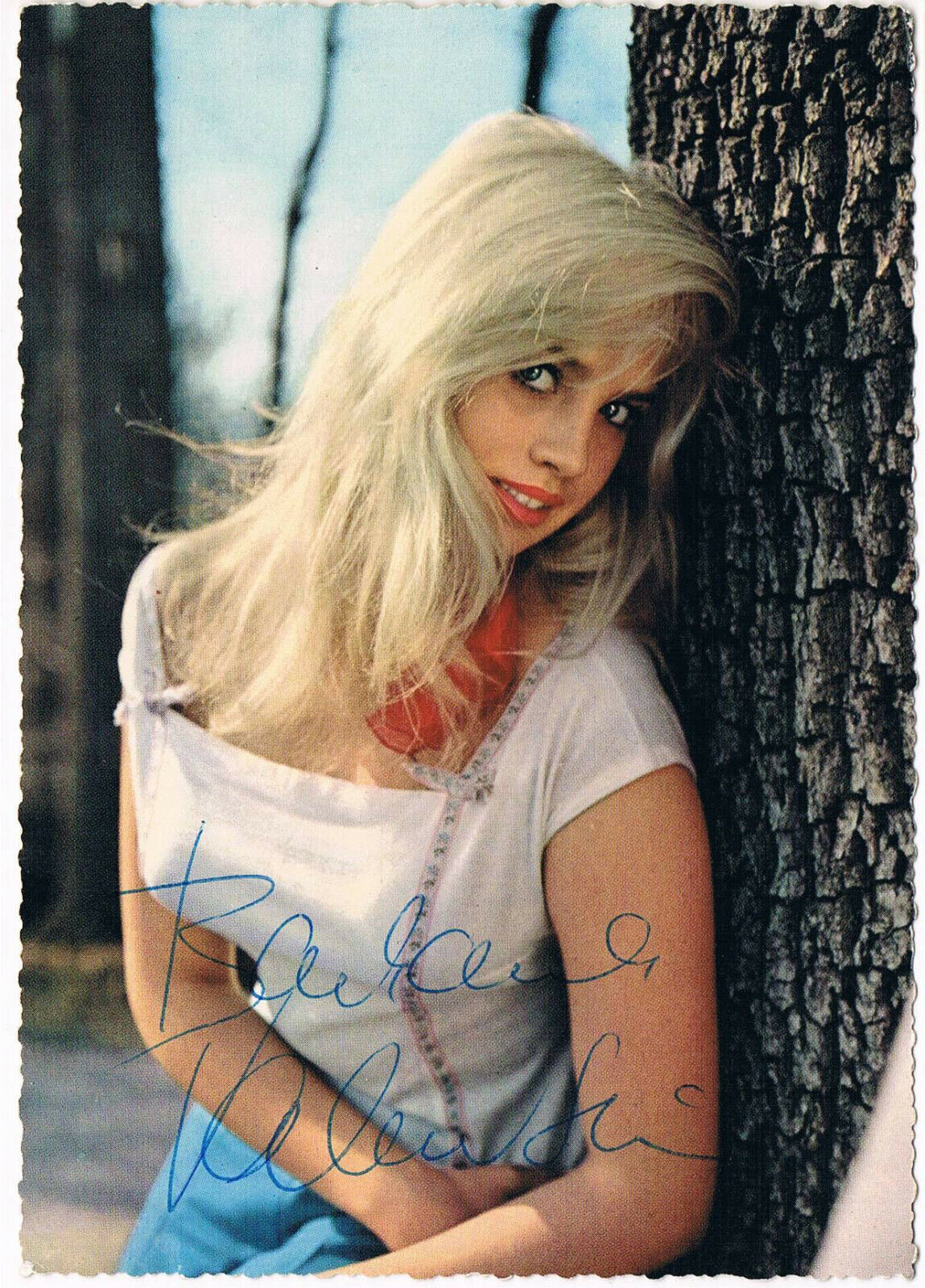 Barbara Valentin 1940-2002 autograph signed postcard Photo Poster painting 4x6