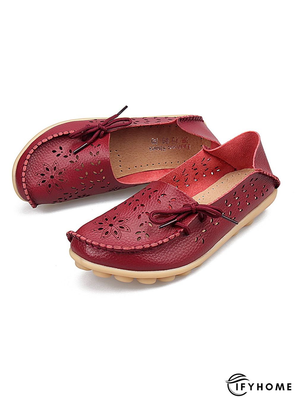 Cowhide Hollow Lace-up Portable Shoes | IFYHOME