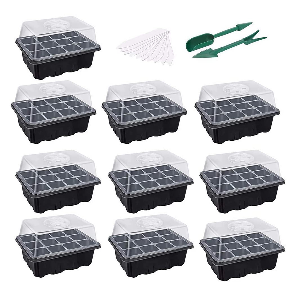 

10pcs Seed Starter Tray Kit Garden Nursery Seedling Plant Germination Box, Black, 501 Original