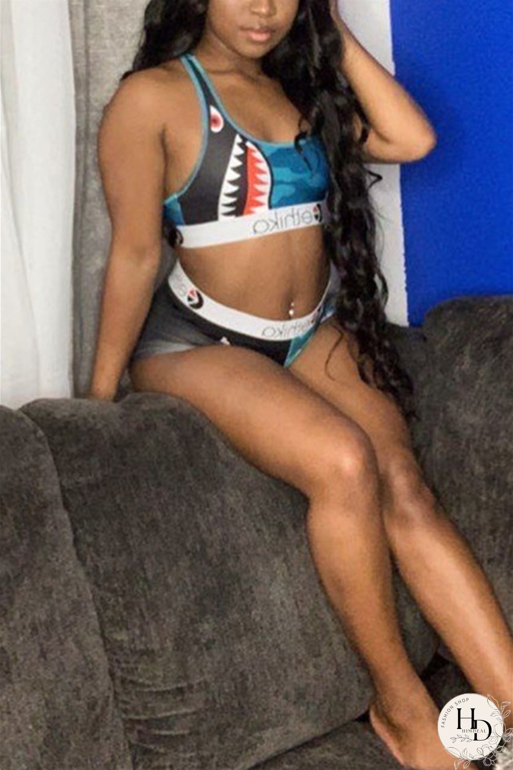 Red Fashion Sexy Printed Vest Shorts Set