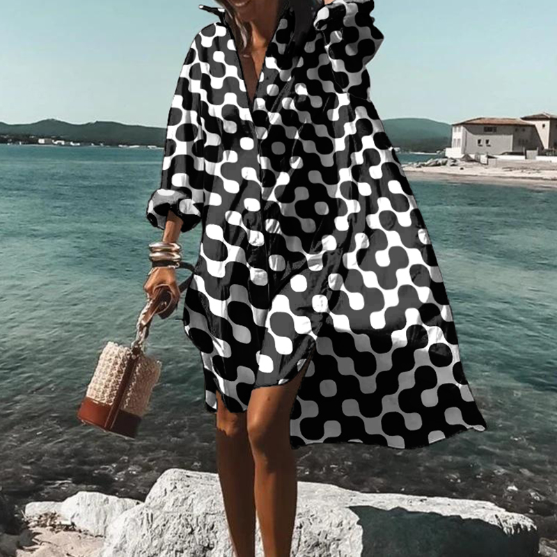 Casual Geometric Print Midi Dress wearshes