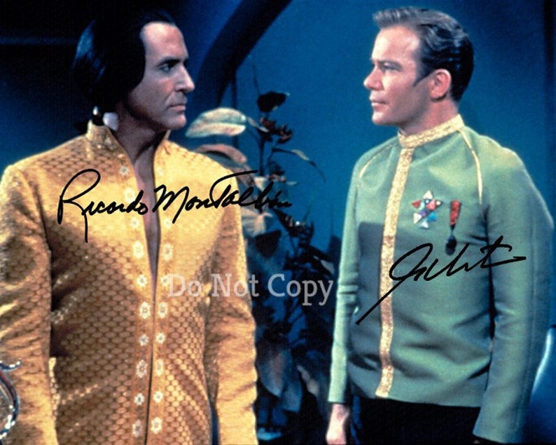 William Shatner & Ricardo Montalban Signed Photo Poster painting 8X10 rp Autographed Picture Star Trek Kahn