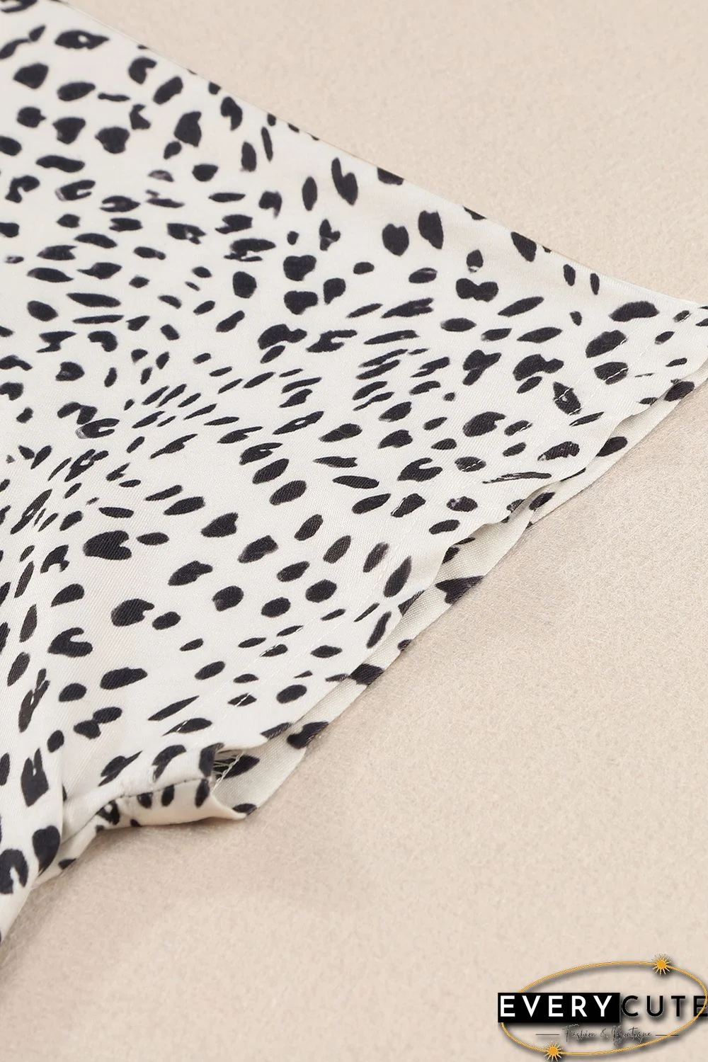 Black Leopard Sleeves Color Block V Neck T-shirt