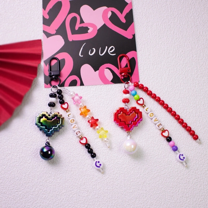 Cute Minimalist Star Heart Shape Arylic Unisex Bag Pendant Keychain