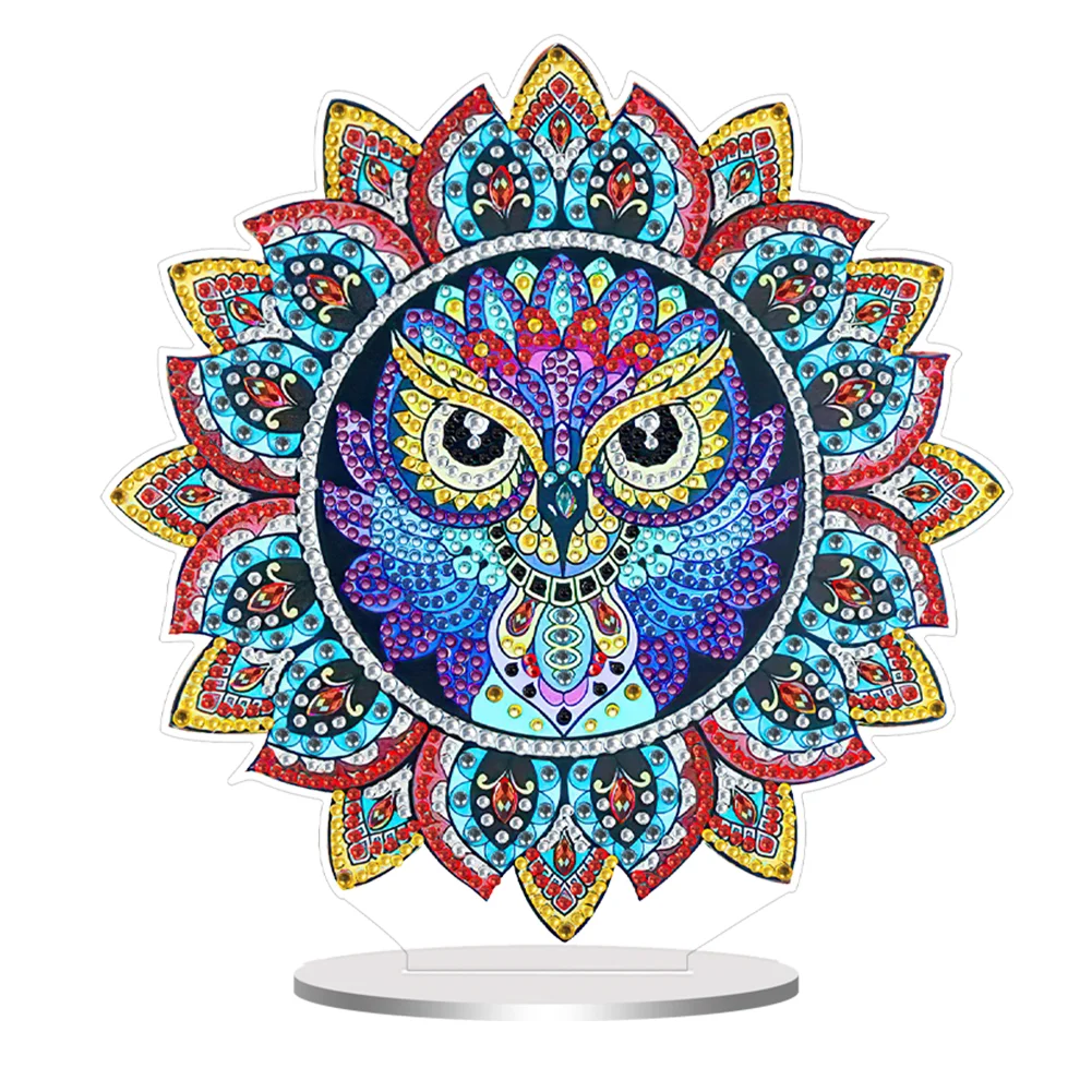 DIY Mandala Eagle PVC Round Special Shaped Diamond Art Desktop Decor