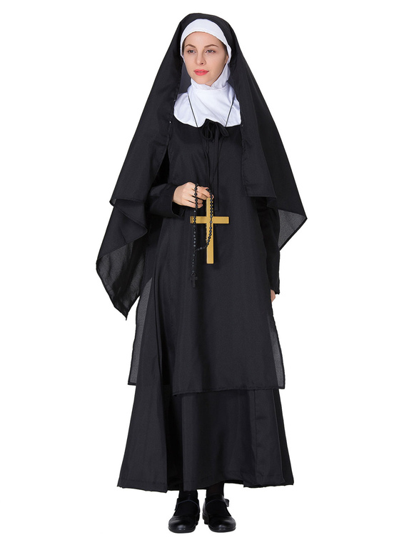 Nun Costume Black Carnival Virgin Marry Halloween Costume Novameme