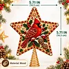 DIY Diamond Painting Wooden Christmas Tree Topper Star With Light, Double Side Drills,Holiday Tree Top Decoration with Spring Base, Removable Tabletop Christmas Decor