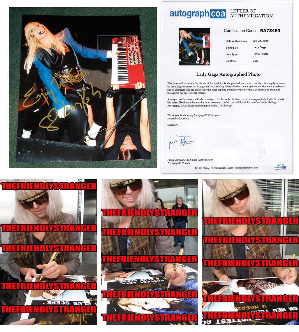 LADY GAGA signed Autographed 8X10 Photo Poster painting B - PROOF - Rare Full Signature ACOA COA