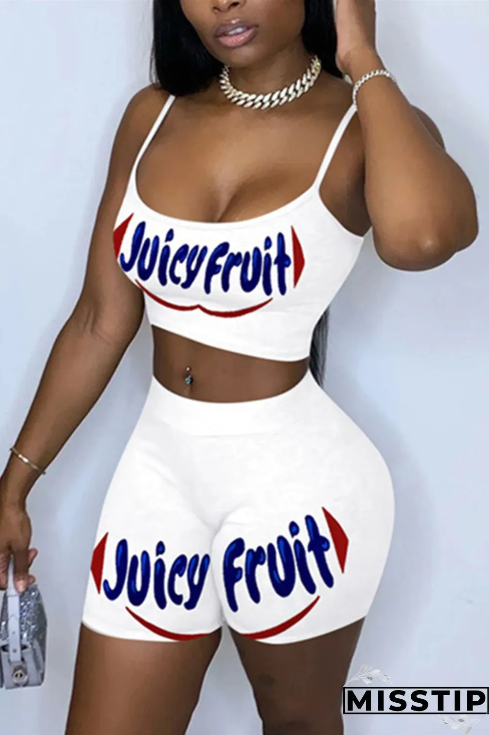 Multi-color Sexy Letter Straight Sleeveless Two Pieces