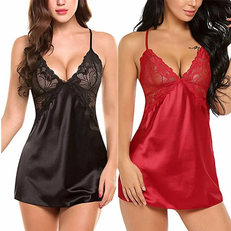  Lingerie Sexy Costumes Babydoll Chemise Porno Sexy Underwear Dress Plus Size Women Back Cross Pajamas