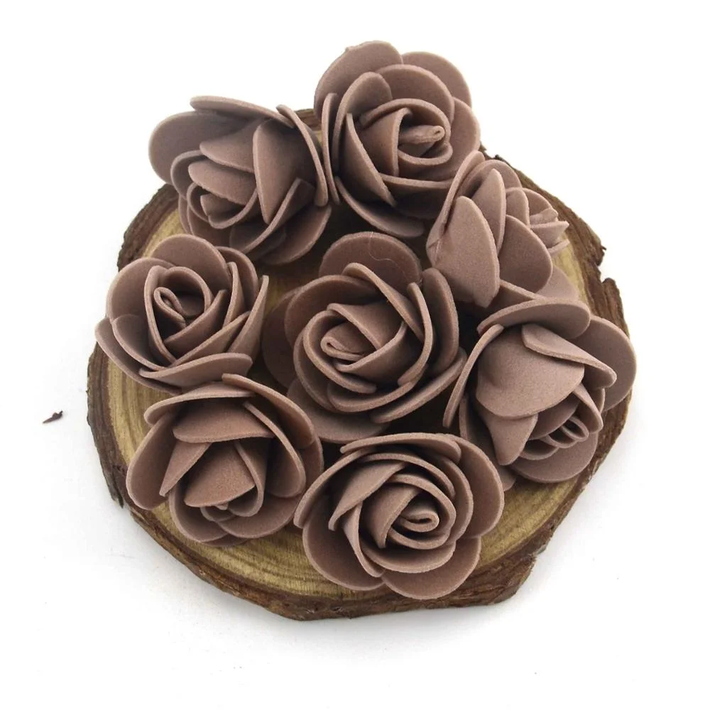 50PCS/Lot Artificial Mini PE Foam Rose Flower Head Handmade DIY Wedding Home Decoration DIY Scrapbooking Fake Flower Kiss Ball