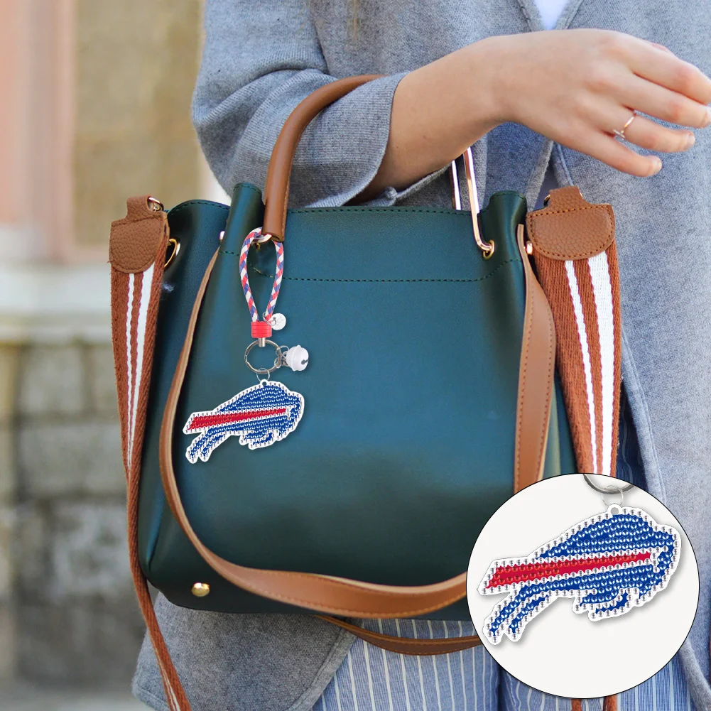 DIY Gem Keychains Double Sided Rugby Badge Craft Hanging Ornament