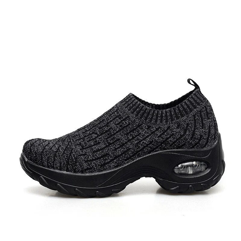 Women Sneakers Air Cushion Platform Ladies Knitted Breathable Casual Shoes Slip On Female Vulcanized Shoes Running Footwear 2021