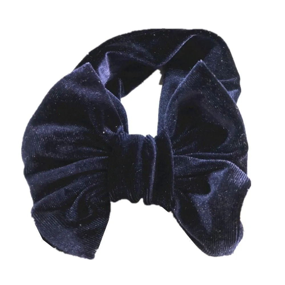 2019 Brand New Baby Toddler Kids Girls Bow Hairband Velvet Turban Knot Cotton Headband Solid Candy Color Headwear Gift 3M-12T