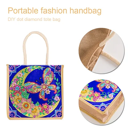 5D DIY Diamond Painting Bags Oxford Cloth Handbag Mosaic Drill Reusable  Eco-friendly Storage Pouch for Shopping Grocery Tote