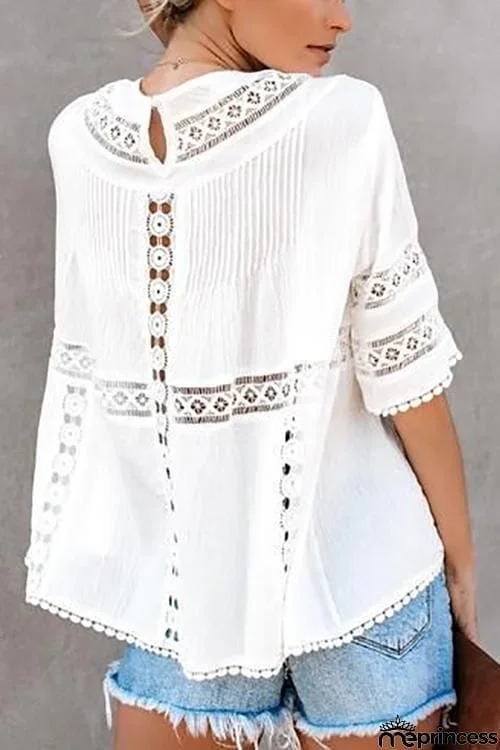 Hollow Half Sleeve Loose Blouse