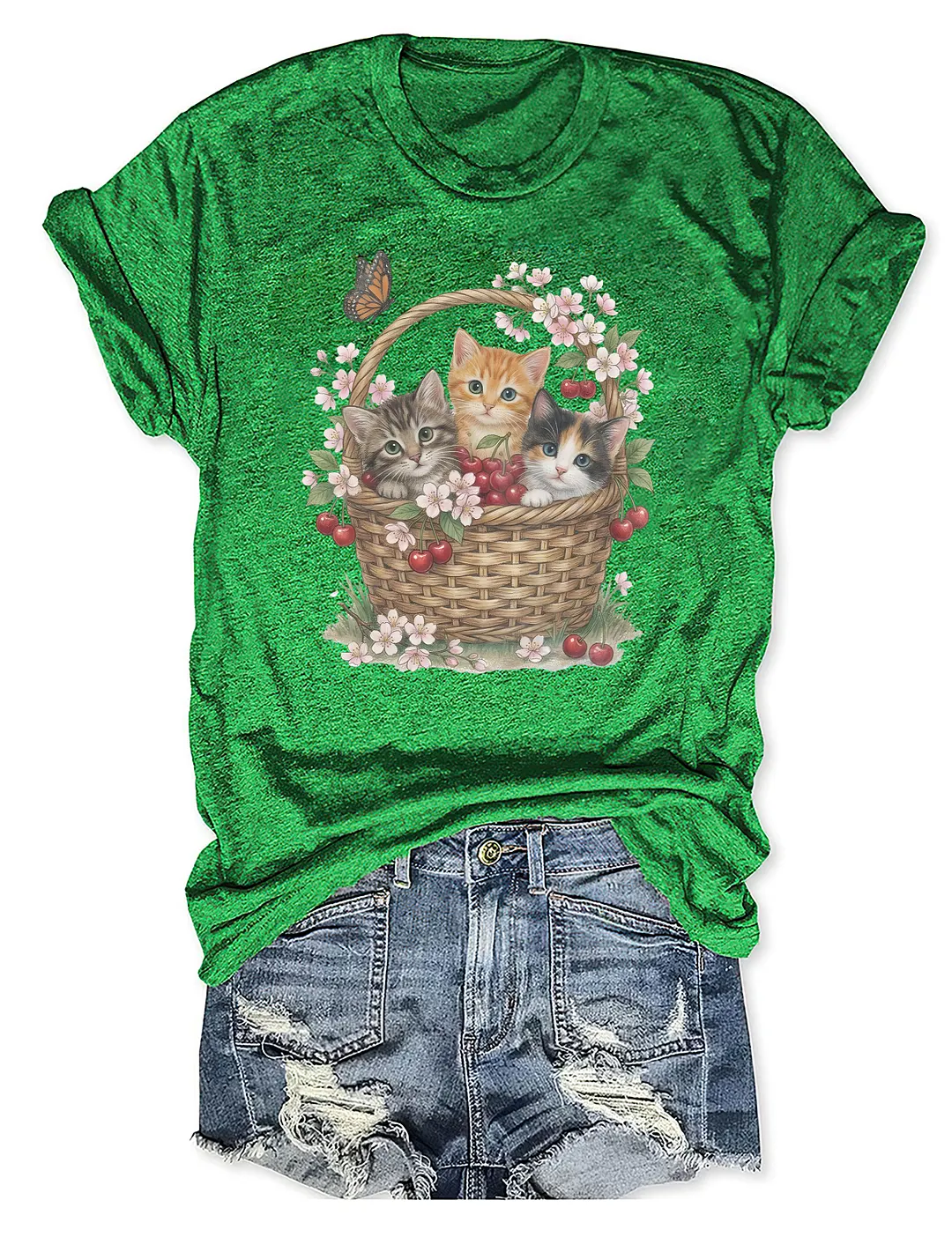 Cottagecore Floral Cute Kittens T-shirt