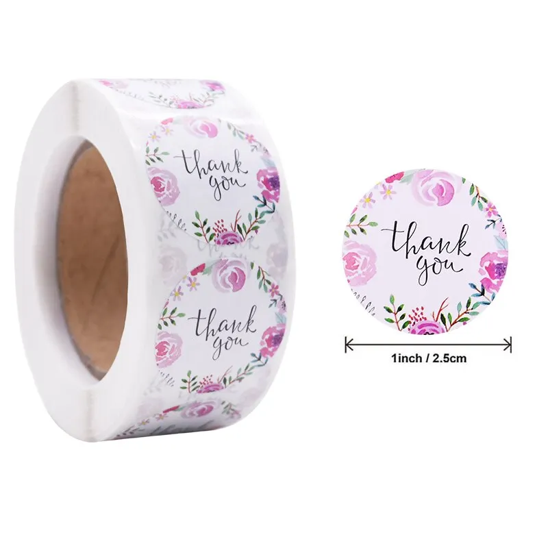 500pcs 1inch Thank You Stickers Round Seal Label Stationery Stickers Wedding Birthday Party Decoration Handmade Christmas Gifts