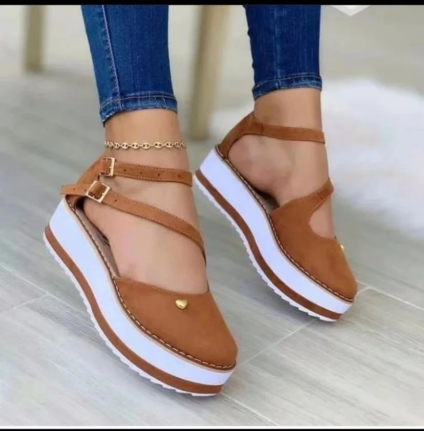 Platform Wedge Sandals Closed Toe Round Head Womens Shoes Comfort Summer Outdoor Sports Beach Height Increase Sneakers