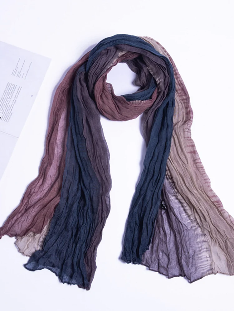 Casual Ruched Multi Color Block Tie-Dye Scarf
