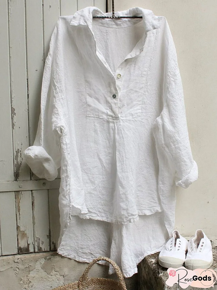 Women Tuxedo Linen Shirt Dress