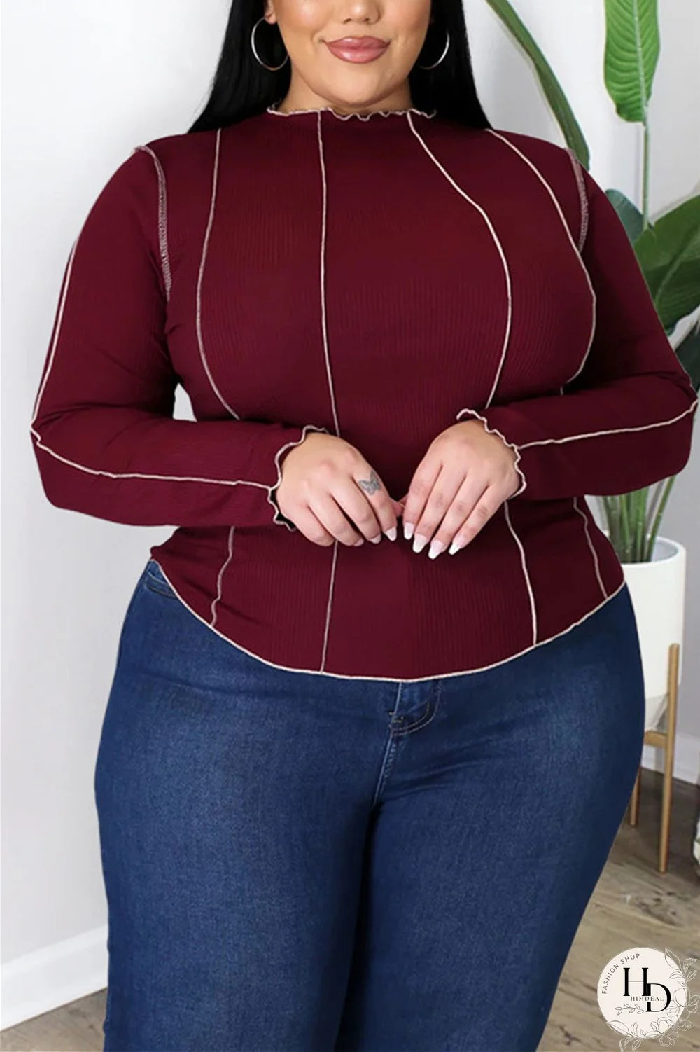 Black Fashion Casual Solid Split Joint O Neck Plus Size Tops