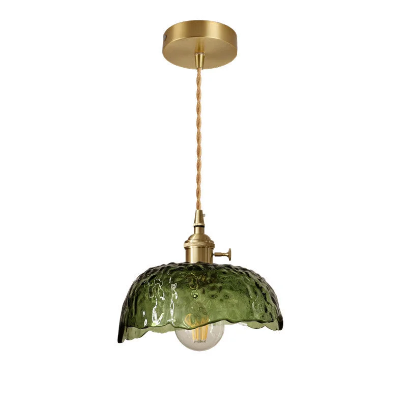 Nordic Hammered Glass Chandelier Brass Pendant Light