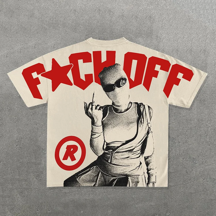 Vintage Y2k F*ck Off Graphic Print Cotton T-Shirt