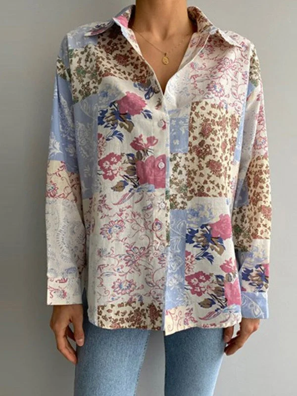 Women's V-Neck Long Sleeve Button Graphic Printed Cardigan Tops