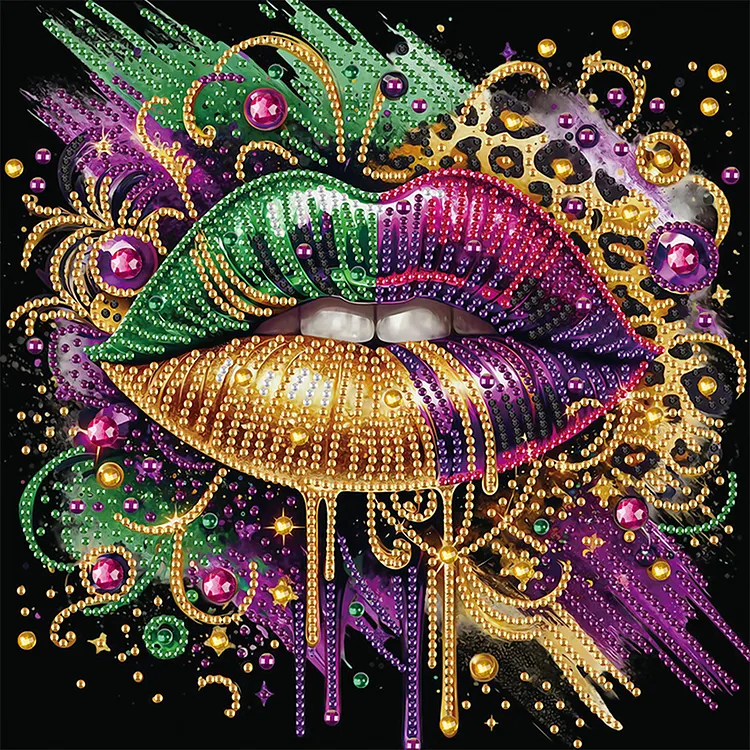Leopard Lips 30*30cm (Canvas) Special Shaped Drill Diamond Painting gbfke