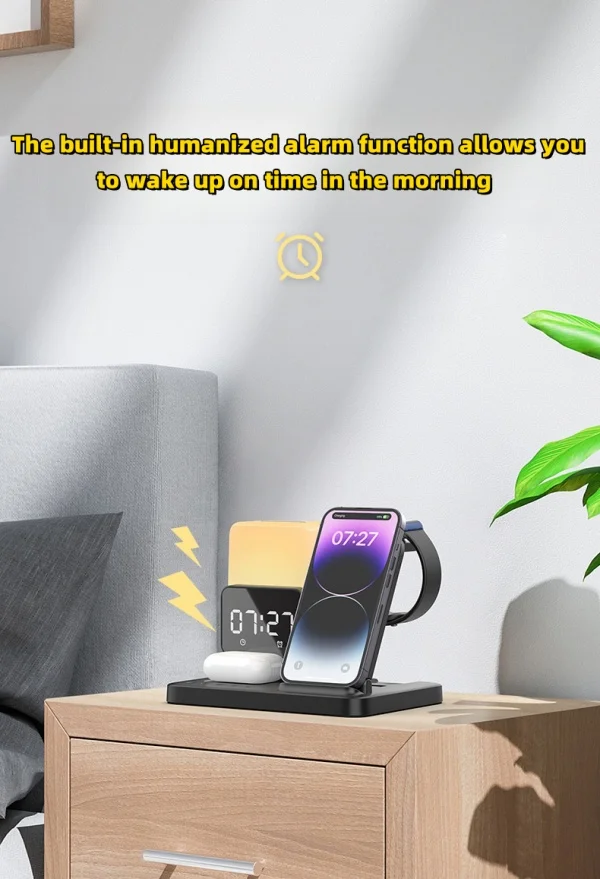 Desktop Folding Mobile Phone Holder Ambient Night Light Six-in-one Wireless Cord Charger
