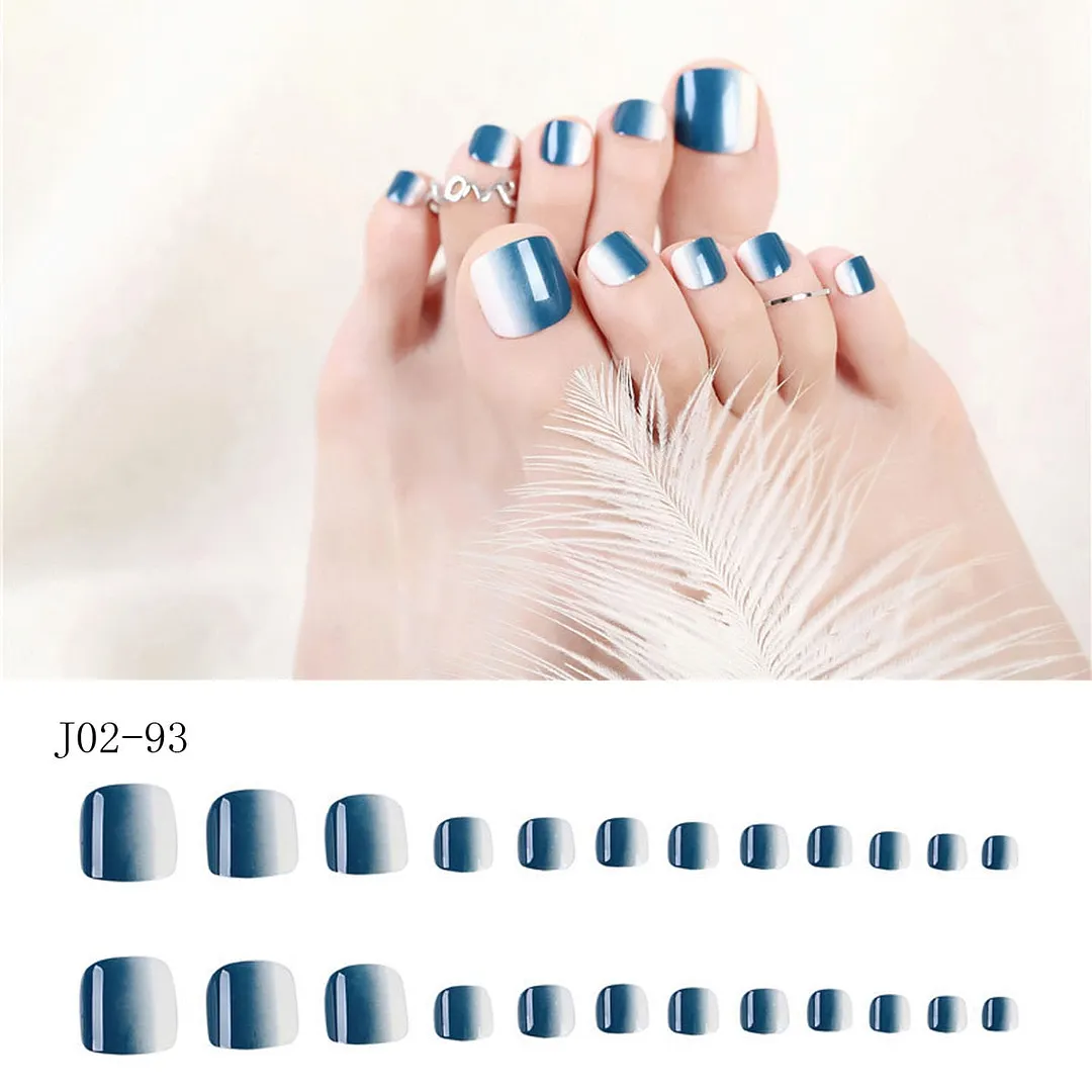 24pcs Luxury Full Fake Toe Nail Rhinestone False Nails Finished Manicure Flash Drill Wine Red Foot Nail Art for Summer Barefoot-Nail Inspo