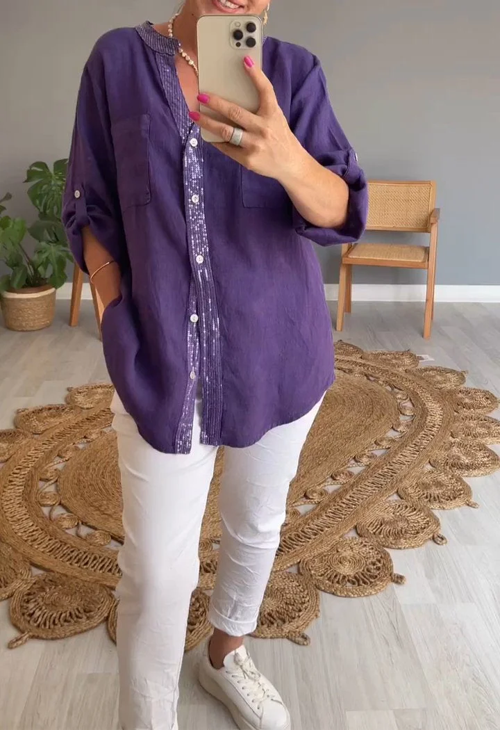 V-neck Mid-sleeve Top