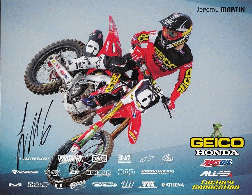 *JEREMY MARTIN*SIGNED*AUTOGRAPHED*Photo Poster painting*CARD*GEICO*HONDA*SUPERCROSS*COA*