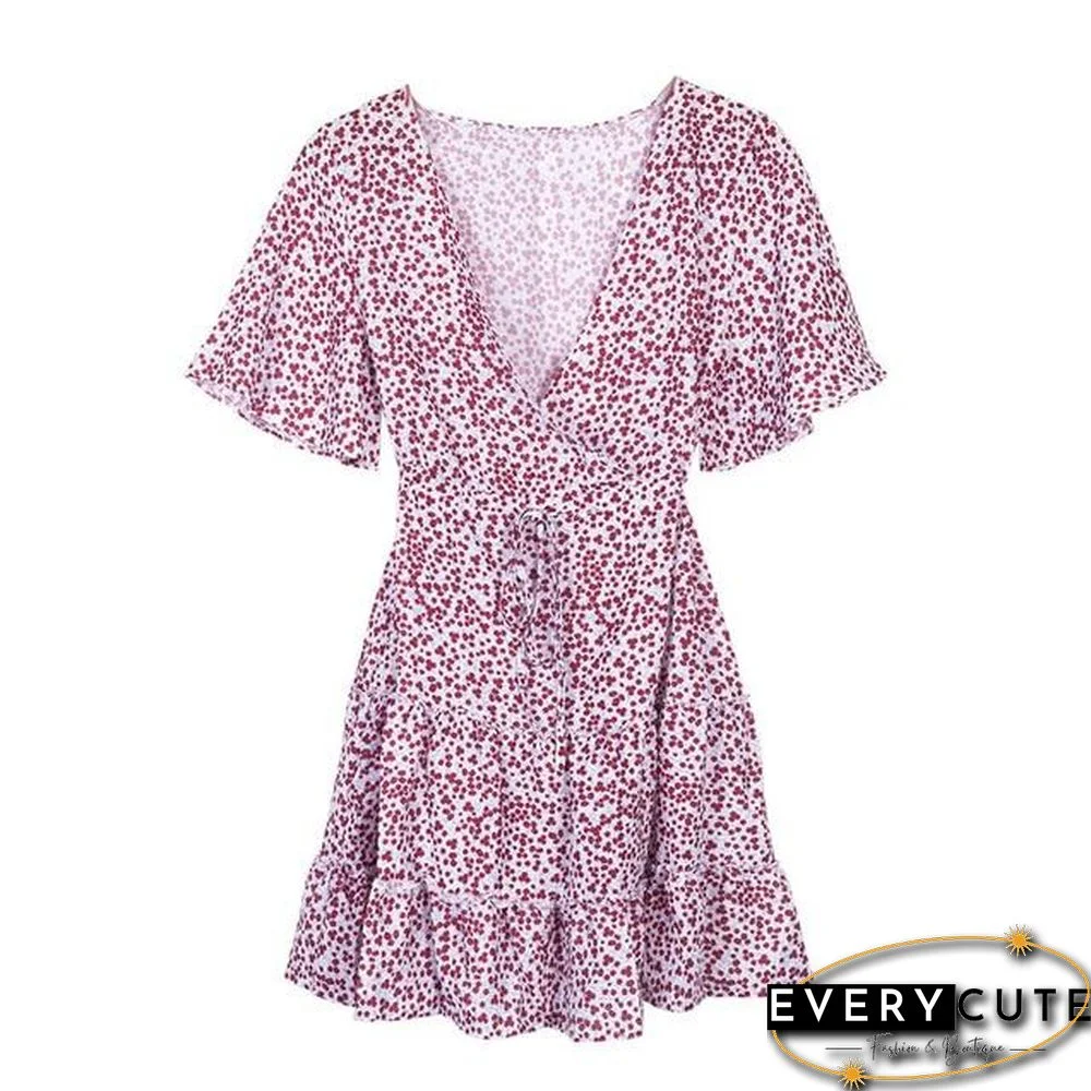 Floral Ruffle Short Mini Dress